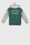 Дитяча кофта United Colors of Benetton колір зелений з капюшоном візерунок