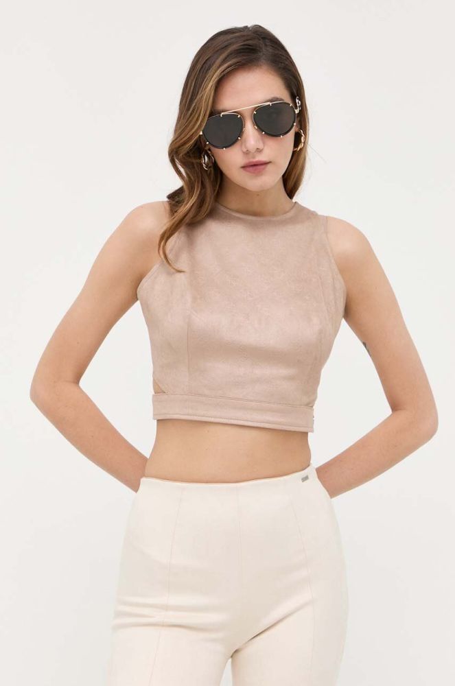 Блузка Guess жіноча колір коричневий однотонна (3312738)