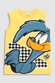 Дитячий бавовняний топ Coccodrillo колір жовтий з принтом